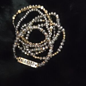 Blessed Beaded Bracelet Set - Gold and Silver Irridenseant